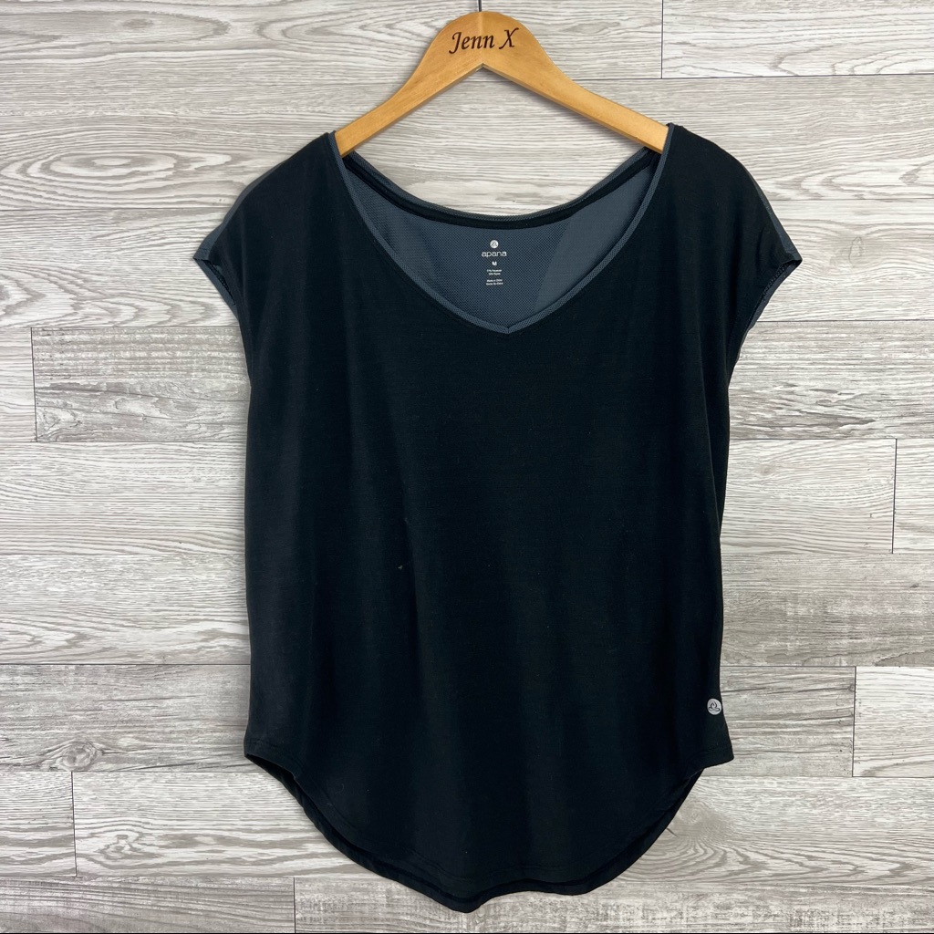 Apana Black Athletic Sleeveless Mesh Back Tank Top Size Medium